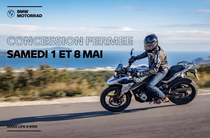 Nous vous informons que votre concession BMW BAYARD AUTO MOTO sera fermée les samedis 1 et 8 mai. 