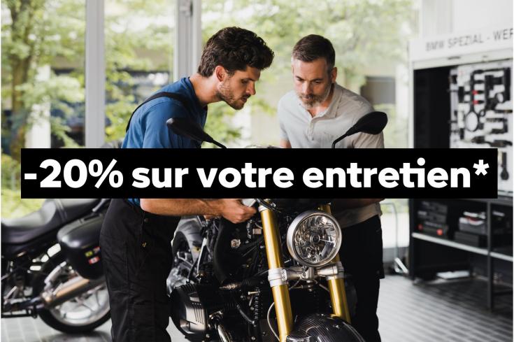 -20% de remise sur l’entretien de votre moto.