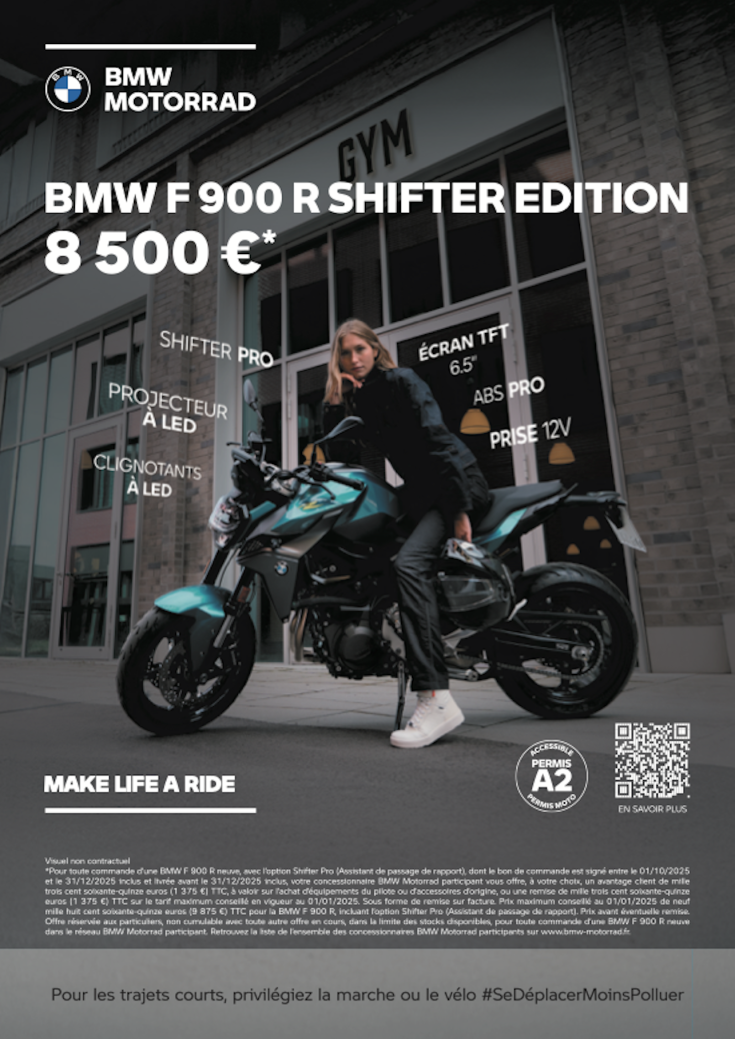 La BMW F 900 R Shifter Edition dès 8 500 €*.