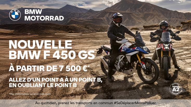  NOUVELLE BMW F 450 GS : L’AVENTURE VERSION A2.