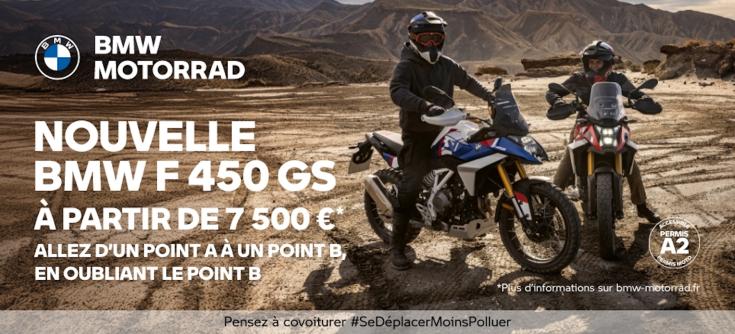  NOUVELLE BMW F 450 GS : L’AVENTURE VERSION A2.