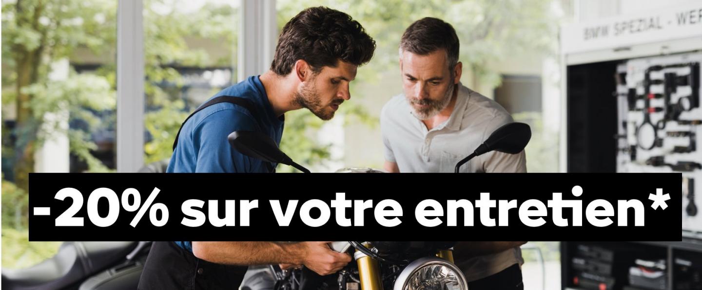 -20% de remise sur l’entretien de votre moto.