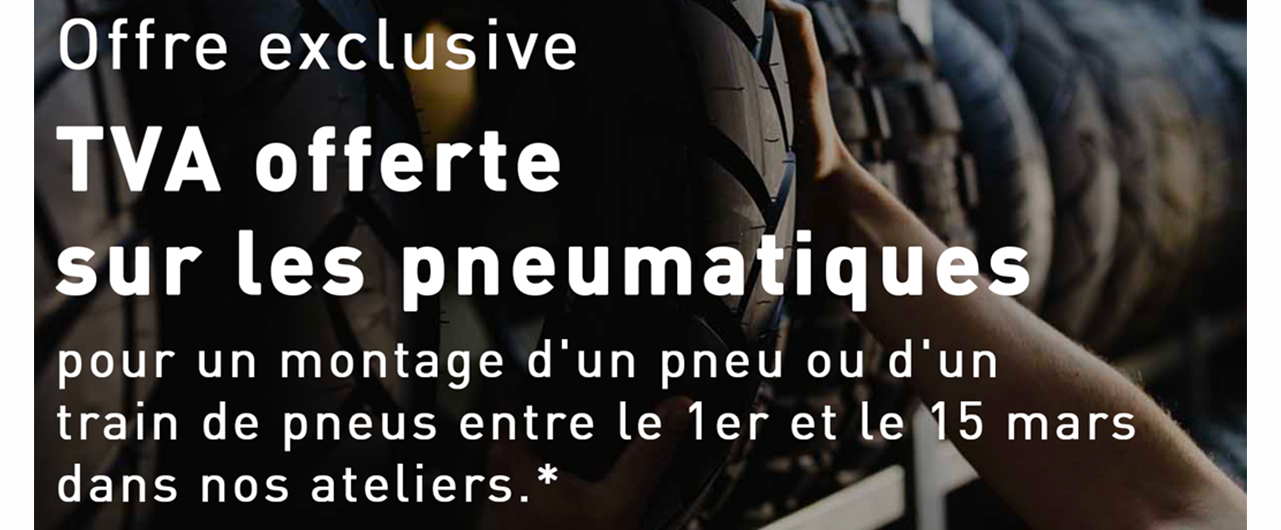 TVA offerte sur les pneus.